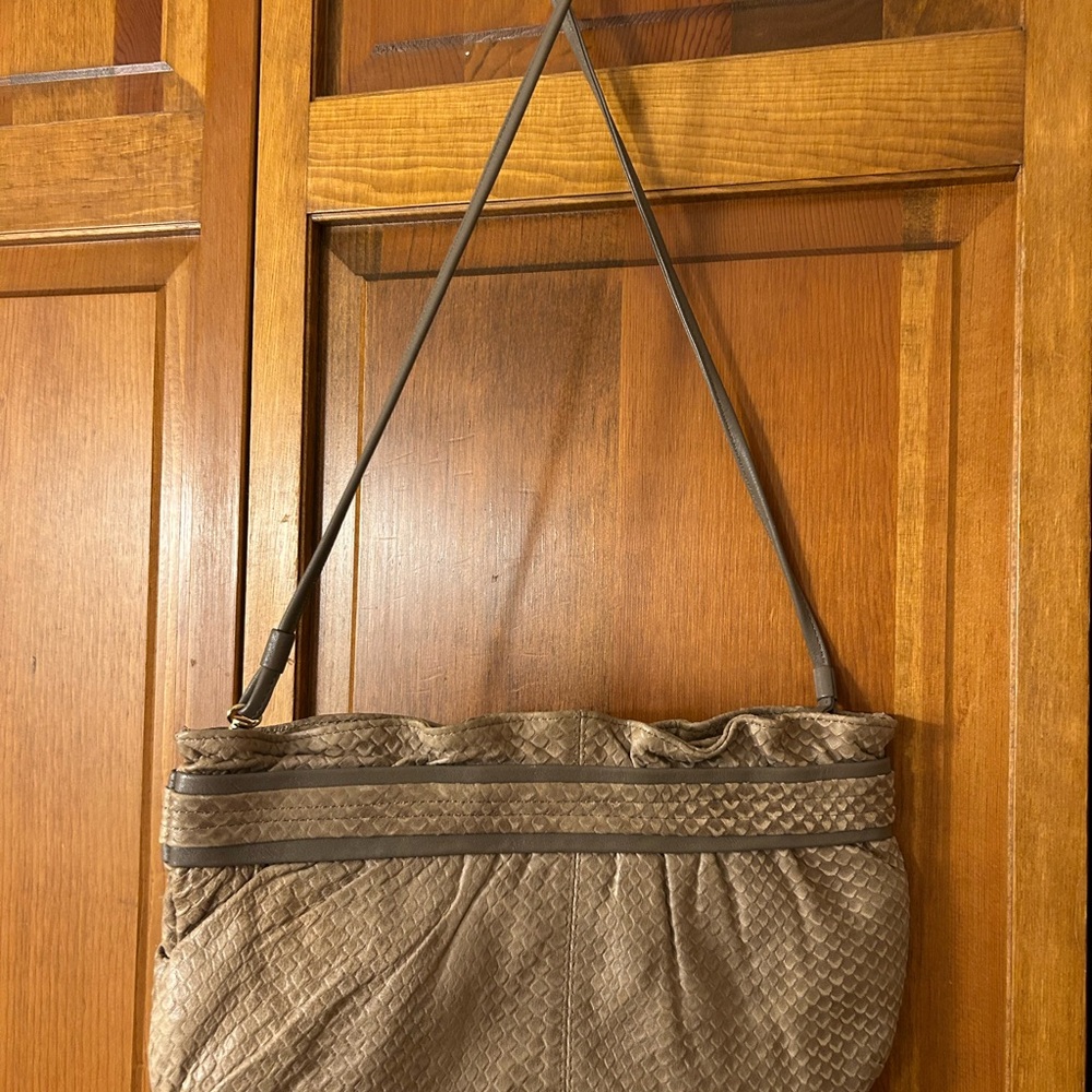 Nolan Miller Dynasty Collection Textured Genuine Leather Tan Handbag